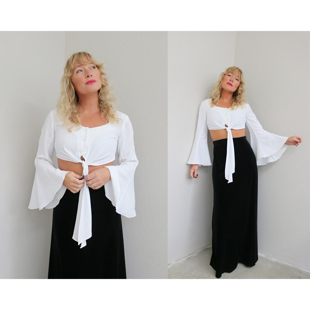 1990's Vintage Goth Black Velvet Skirt ~ Women's SM MD  Romantic Soft Gothic 90s